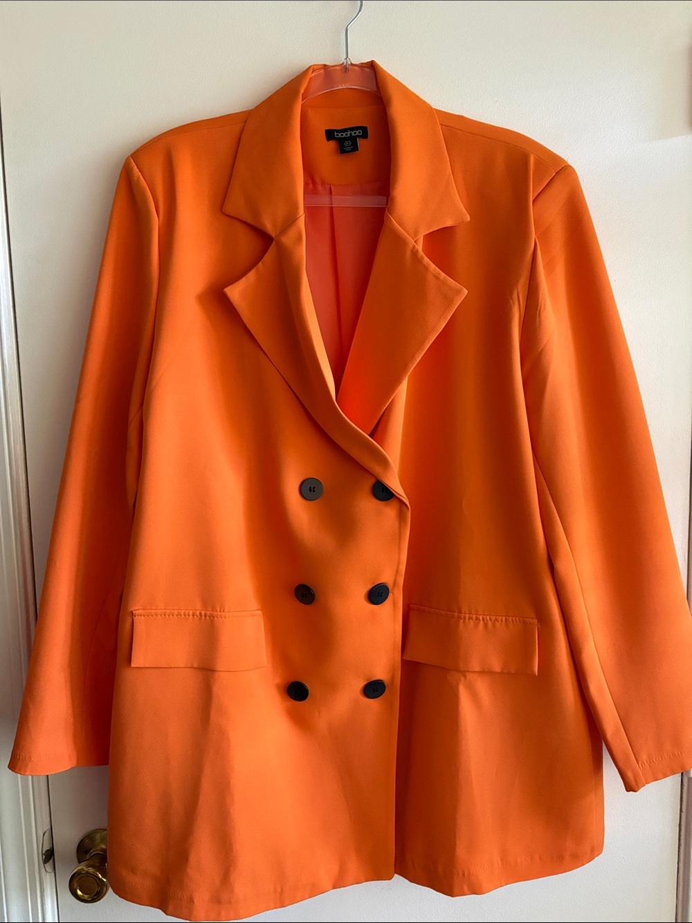 Boohoo Bright Orange Double-Breasted Blazer